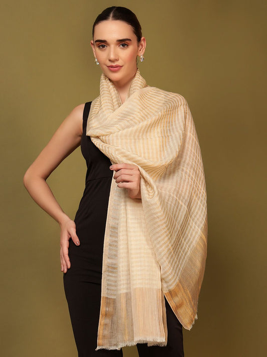 Dhiyona PA Striped Woven Design Woolen Reversible Shawl