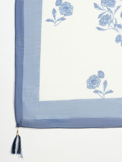 Dhiyona IE Women Floral Embroidered Pure Cotton Kurta with Trousers & Dupatta