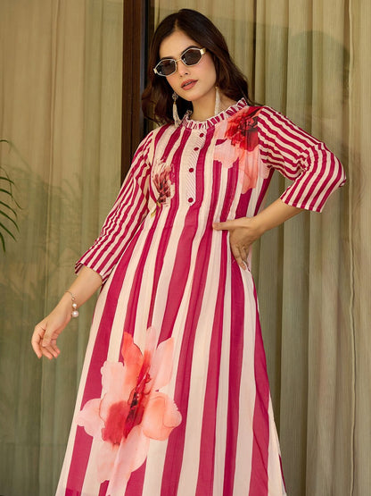 Women Printed Regular Pure Cotton Kurta with Trousers