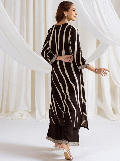 Dhiyona IS Women's Women Striped Kurta with Palazzo