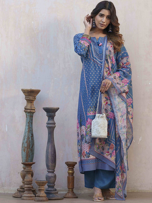 Dhiyona SN Women's Floral Printed Straight Kurta With Palazzos & Dupatta