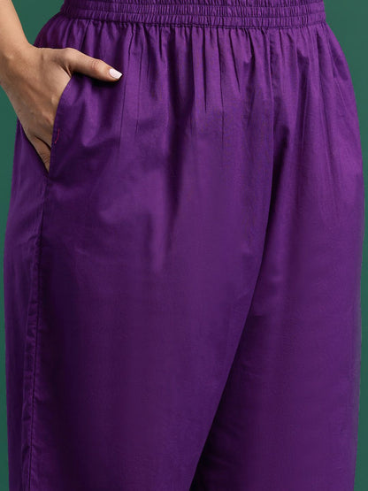 Ethnic Motifs Print Mirror Work Pure Cotton Kurta with Palazzos & Dupatta