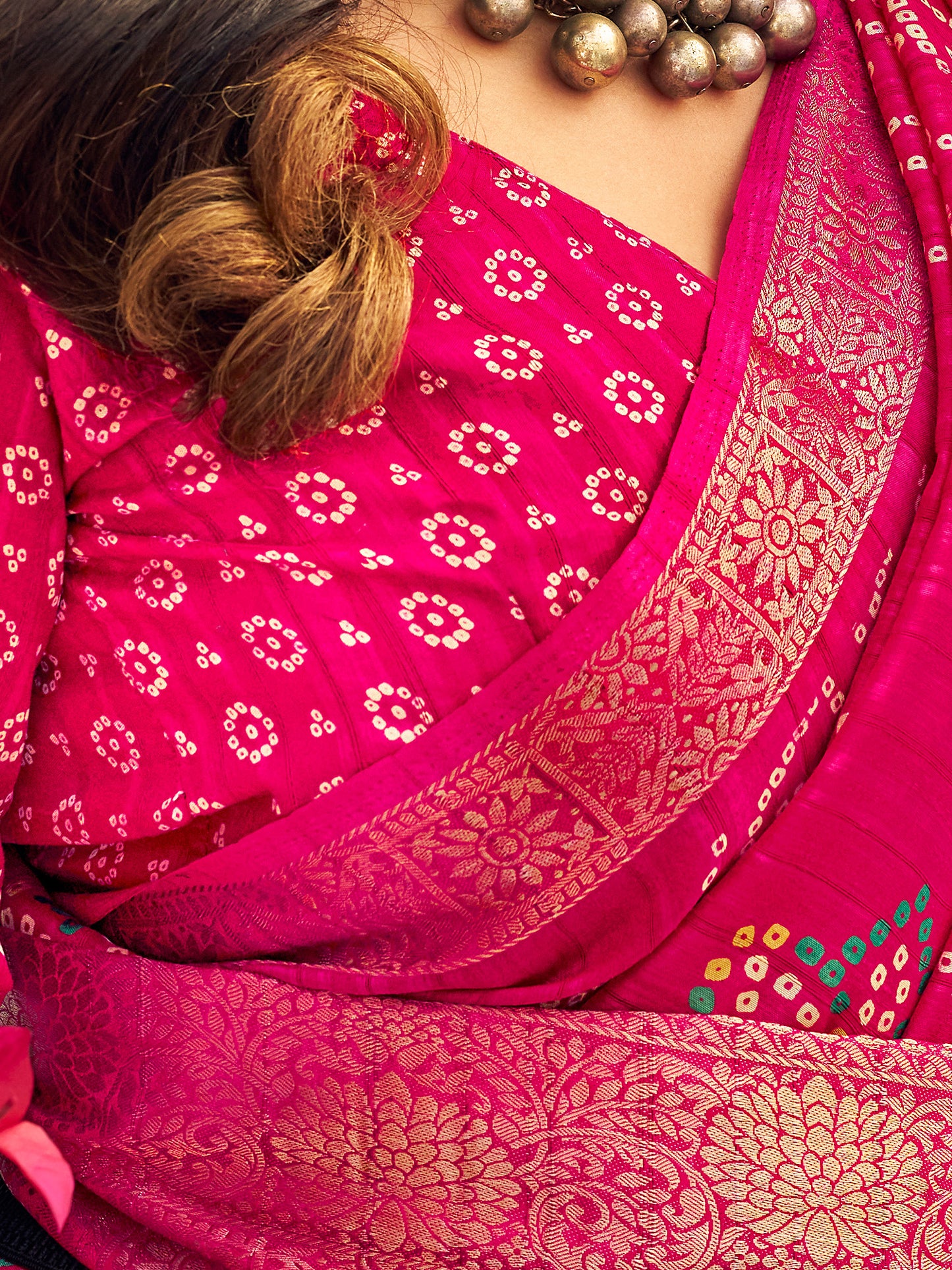 Women's Muga Silk Pink Printed Designer Saree With Blouse Piece