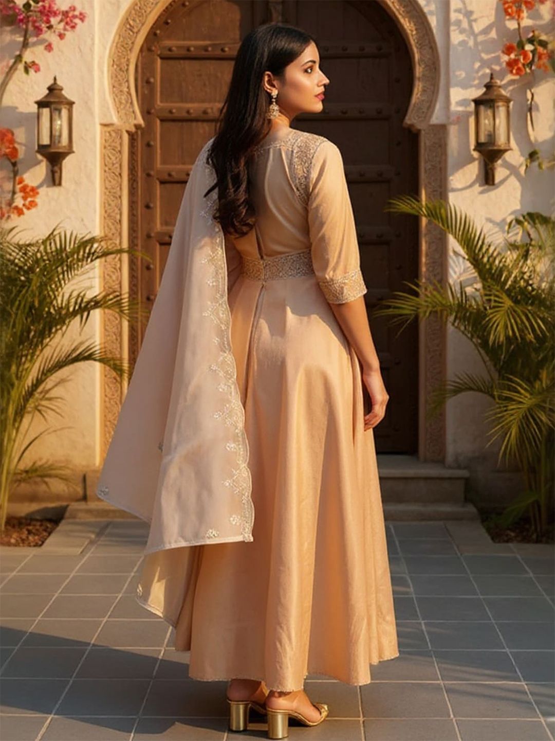 Women Ethnic Motifs Embroidered Regular Kurta with Trousers & Dupatta