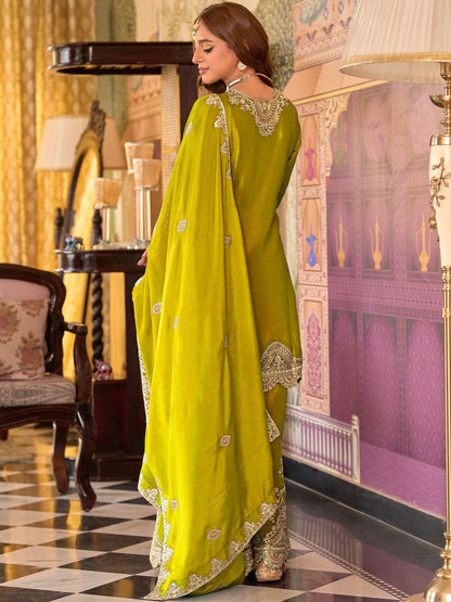 Dhiyona IE Women Ethnic Motifs Embroidered Kurta with Sharara & Dupatta