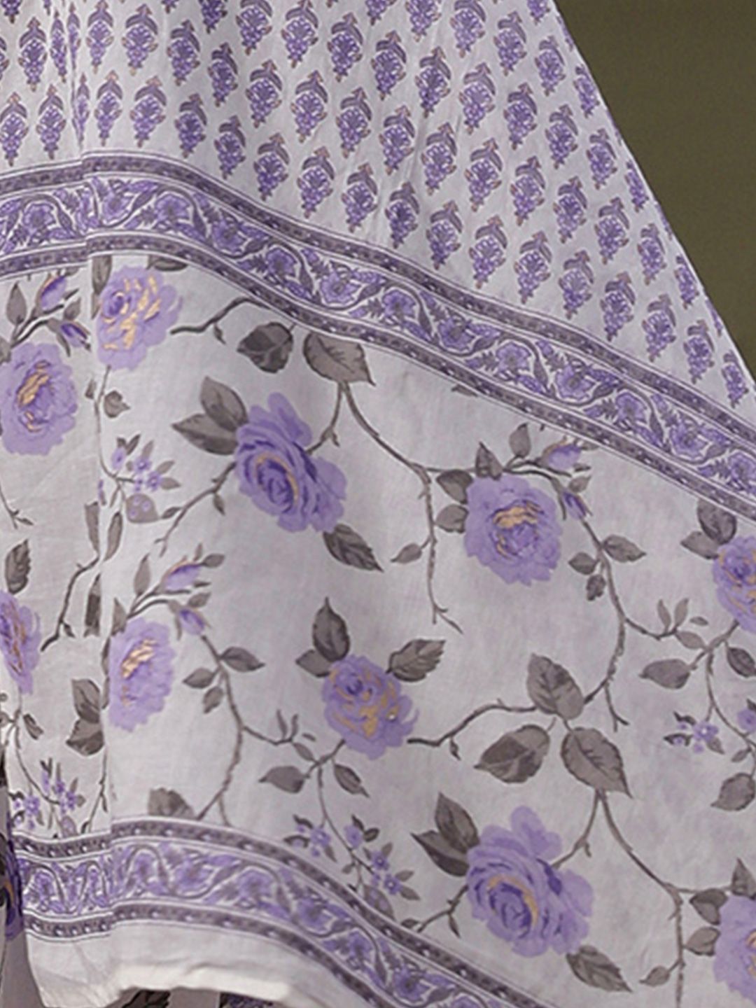 Dhiyona IE Women Floral Yoke Design Regular Sequinned Pure Cotton Kurta with Trousers & With Dupatta