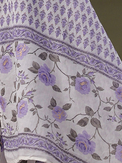 Dhiyona IE Women Floral Yoke Design Regular Sequinned Pure Cotton Kurta with Trousers & With Dupatta