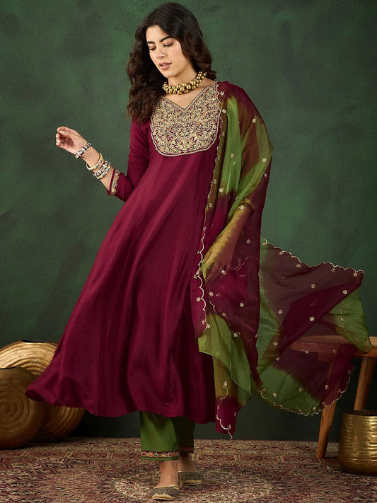 Dhiyona SN Women's Embroidered A-Line Kurta Sets