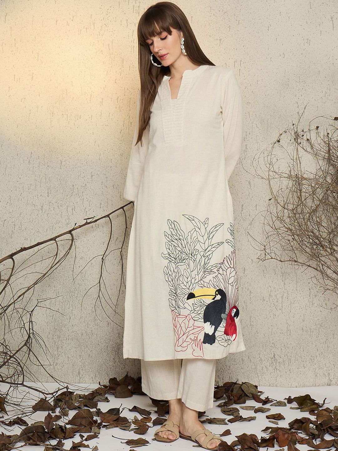 Dhiyona IE Embroidered Pure Cotton Tunic With Trousers