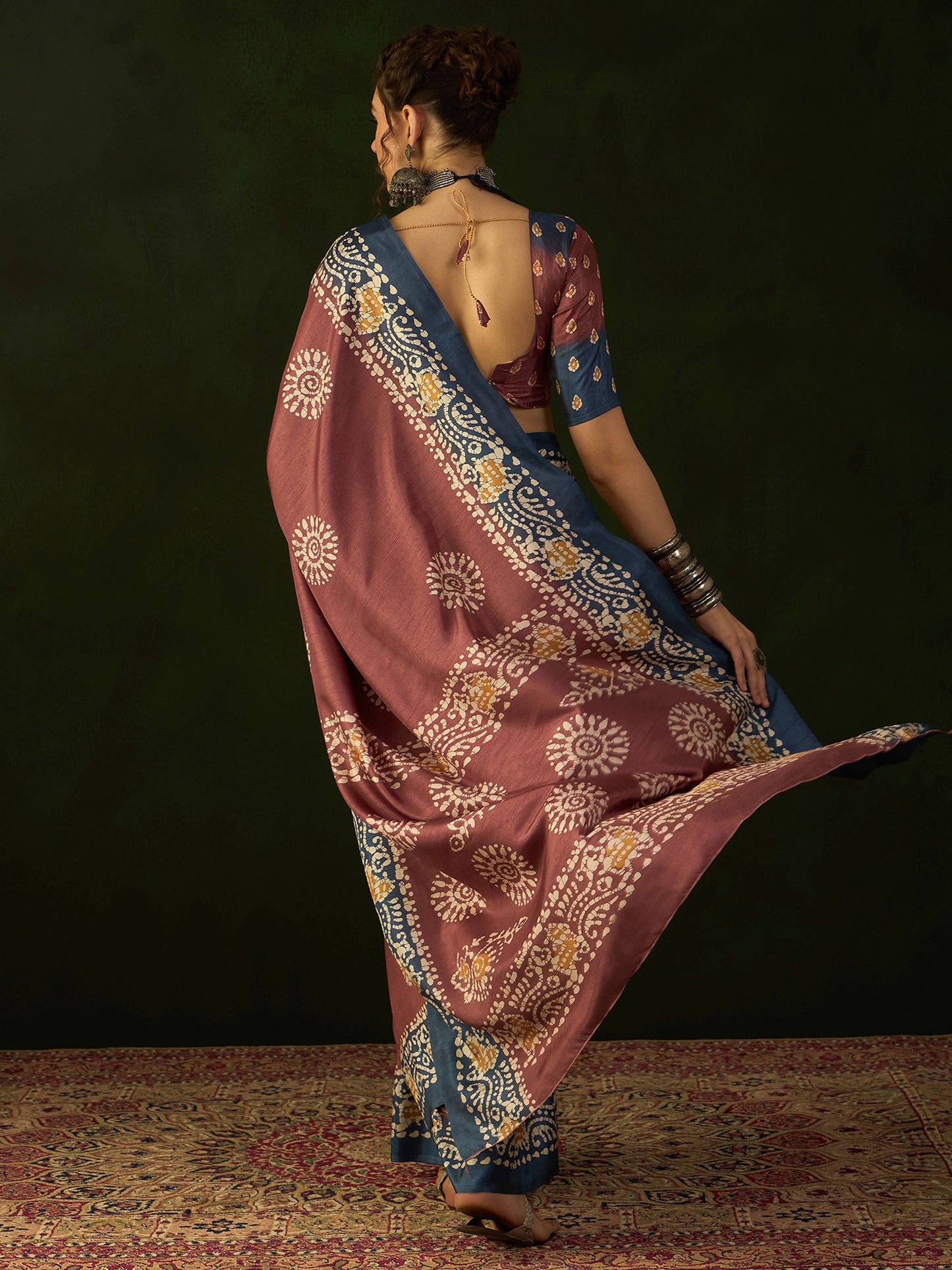 Women's Dola Silk Brown Printed Designer Saree With Blouse Piece