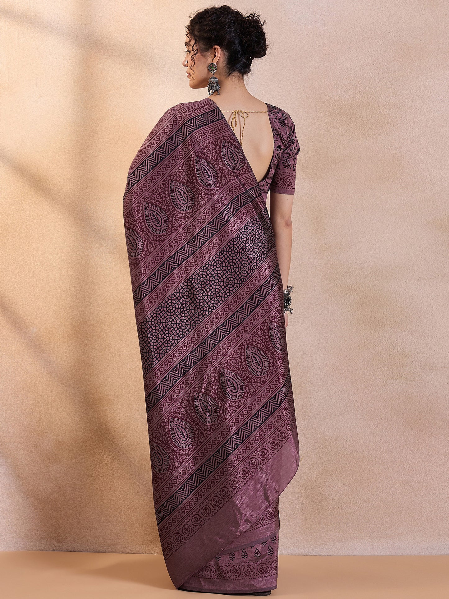 Women's Dola Silk Brown Printed Designer Saree With Blouse Piece