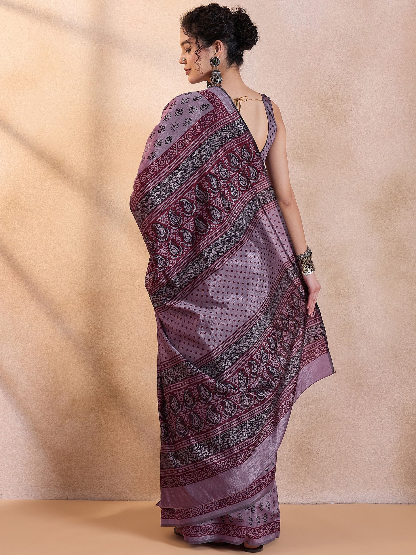 Women's Dola Silk Mauve Printed Designer Saree With Blouse Piece