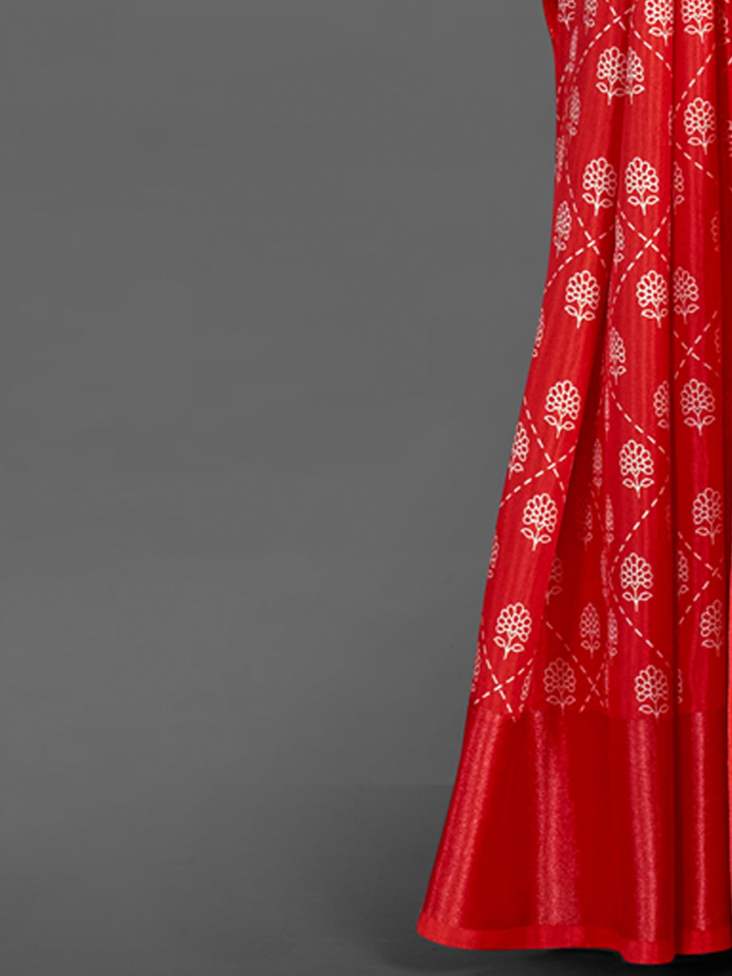 Women's Dola Silk Red Printed Designer Saree With Blouse Piece