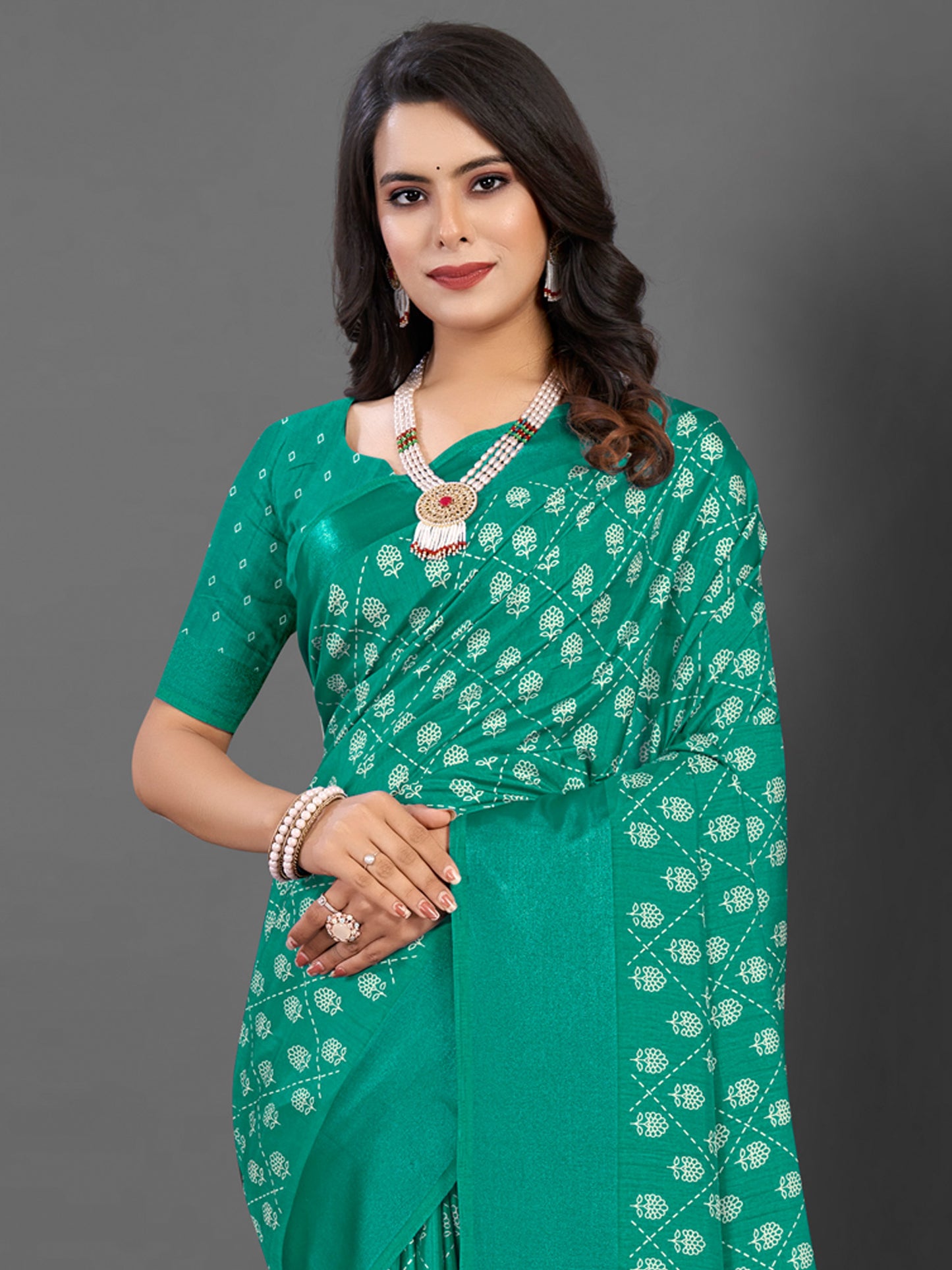 Women's Dola Silk Blue Printed Designer Saree With Blouse Piece