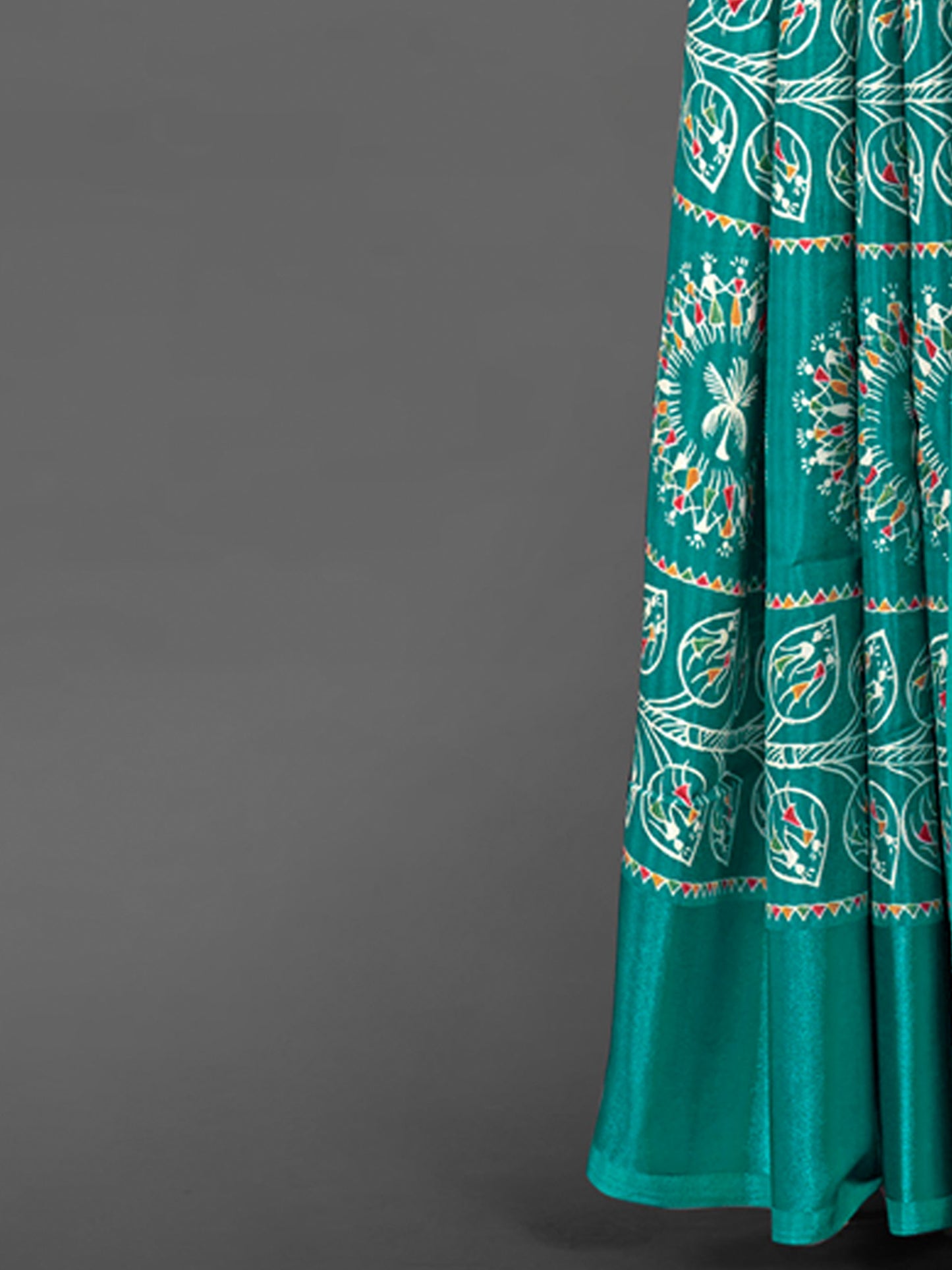 Women's Dola Silk Blue Printed Designer Saree With Blouse Piece