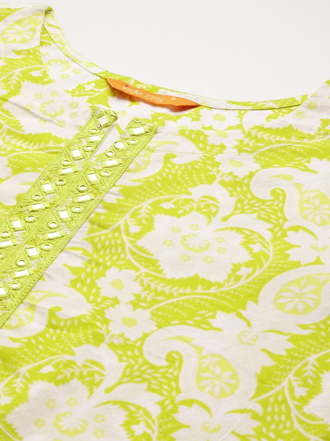 Women Ethnic Motifs Printed Regular Mirror Work Pure Cotton Kurta with Trousers & With Dupatta