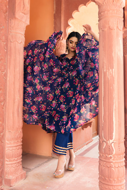 Manjari Organza Phool Jaal Anarkali Set