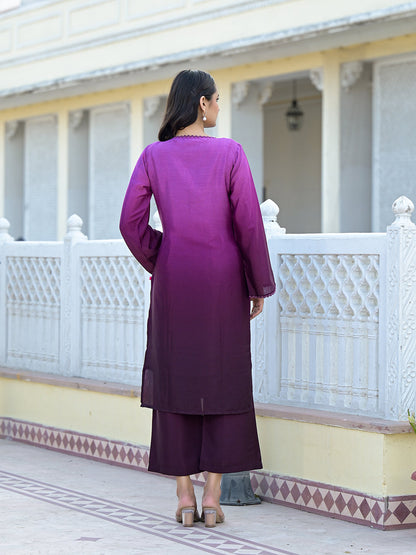 Dhiyona VR Women's Ombre Magenta A-Line Kurta Set