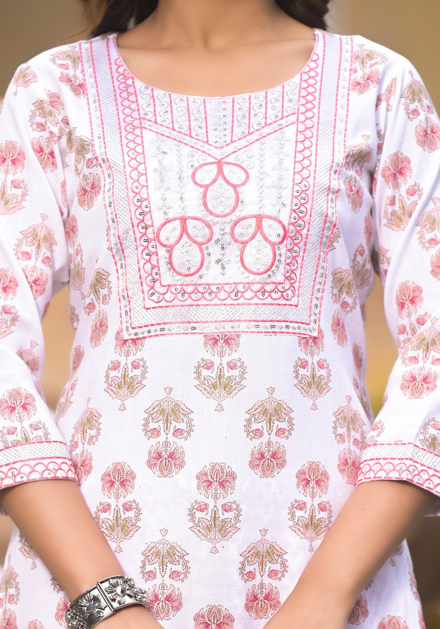 Women Lotus Pink Printed Viscose Rayon Kurta, Pant And Dupatta Set
