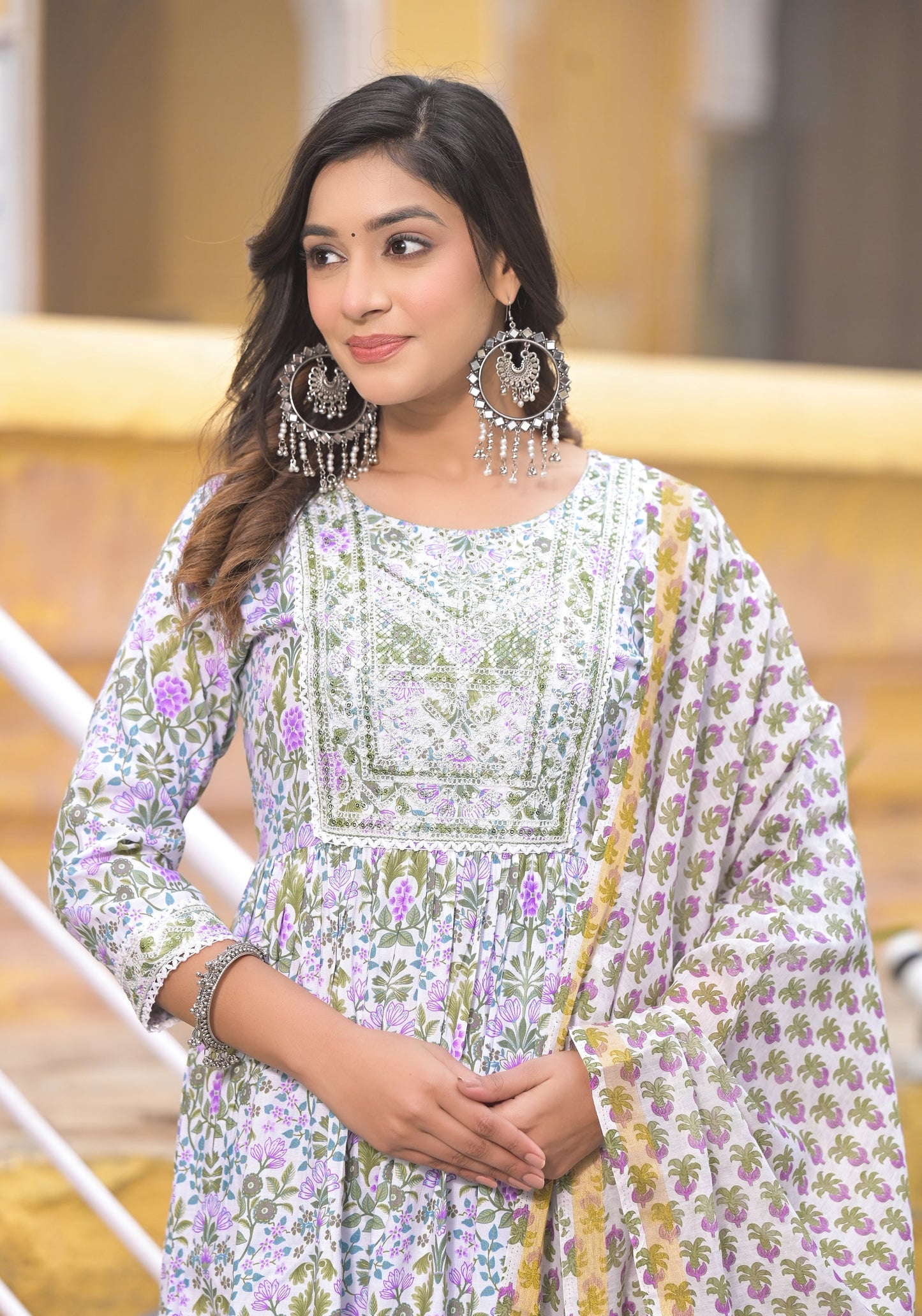 Women White Printed Pure Cotton Kurta And Pant Set