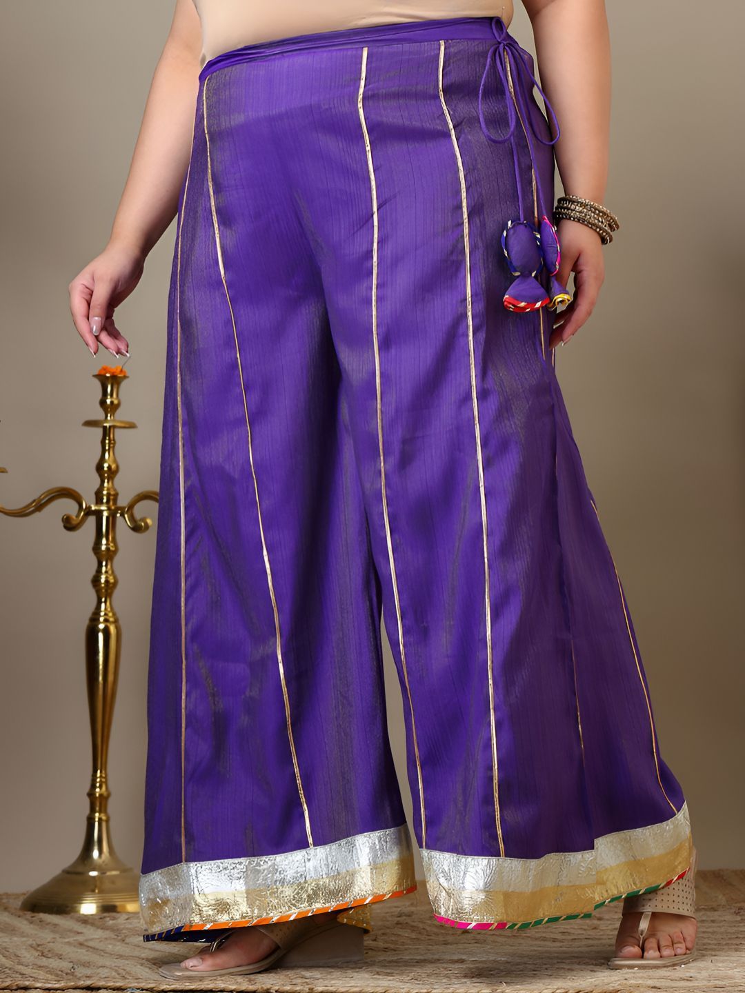 Dhiyona IN Women Plus Size Ethnic Motifs Embroidered Kurta with Sharara & Dupatta