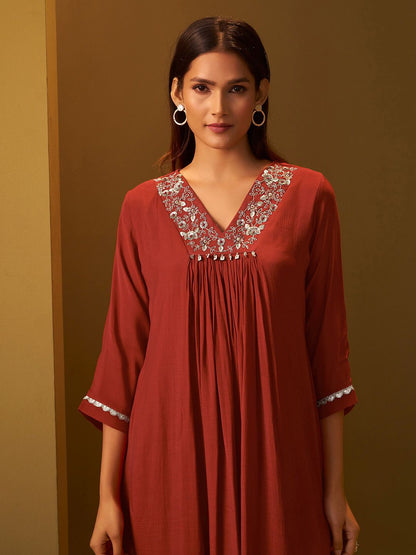 Women Ethnic Motifs Embroidered Thread Work A-Line Kurta with Trouser