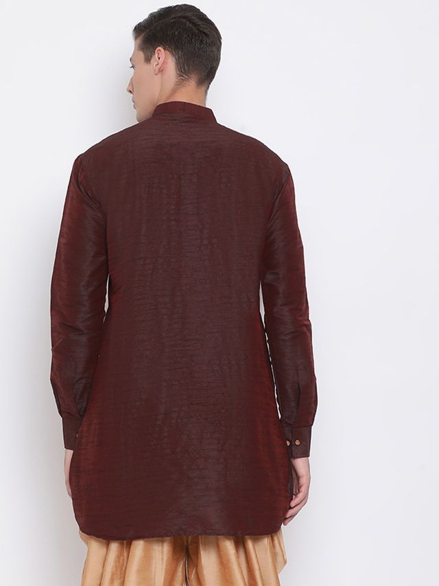 Men's Burgandy Silk Blend Pathani Kurta