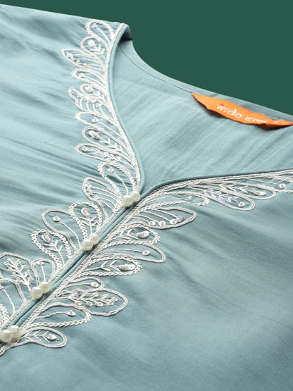 Dhiyona IE Women Floral Embroidered Regular Kurta with Trousers & With Dupatta