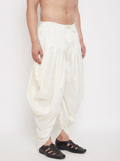 Men's Cream Silk Blend Regular Dhoti