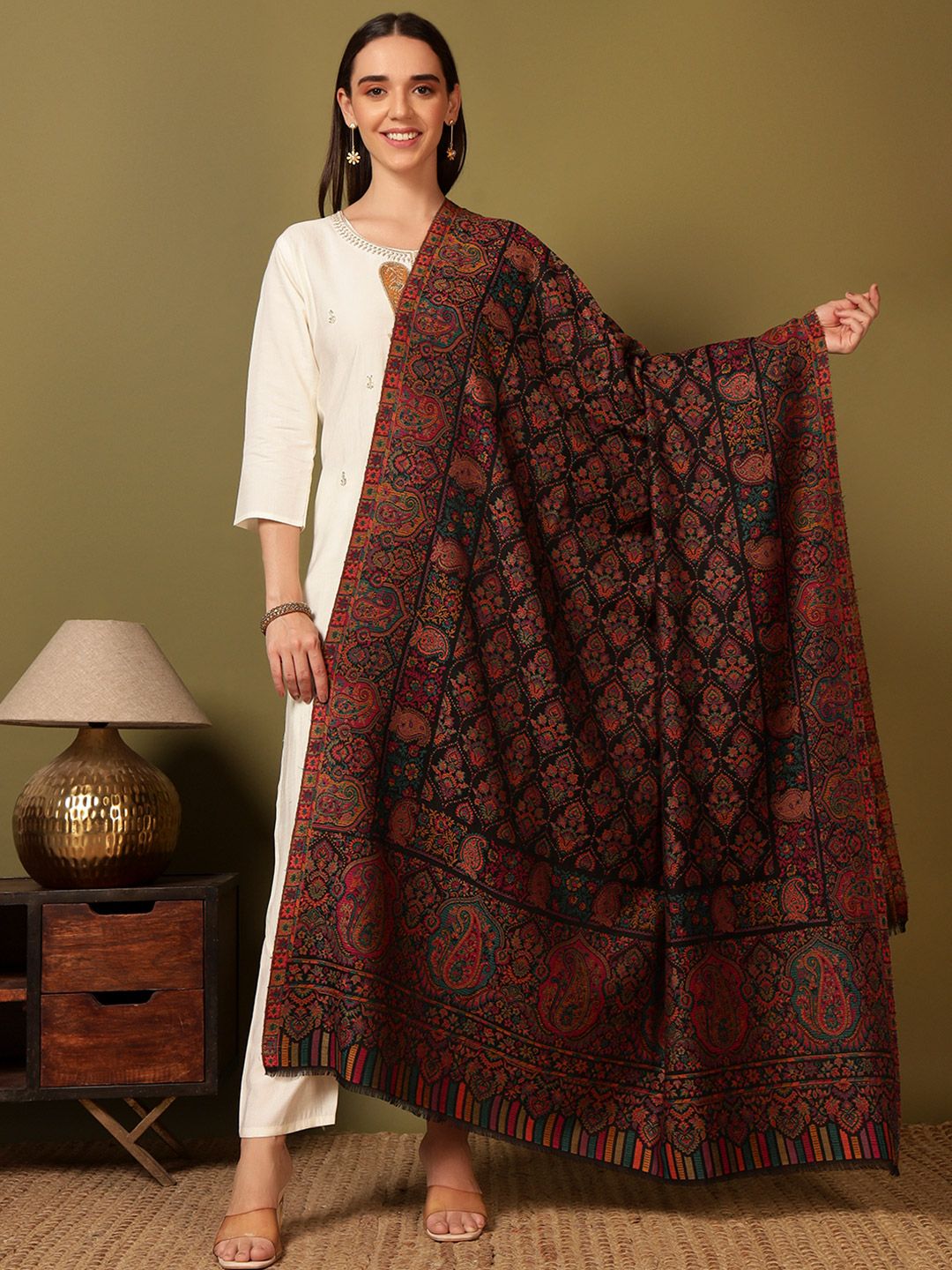 Dhiyona PA Gulraiz Ethnic Motifs Woven Design Kani Woolen Shawl