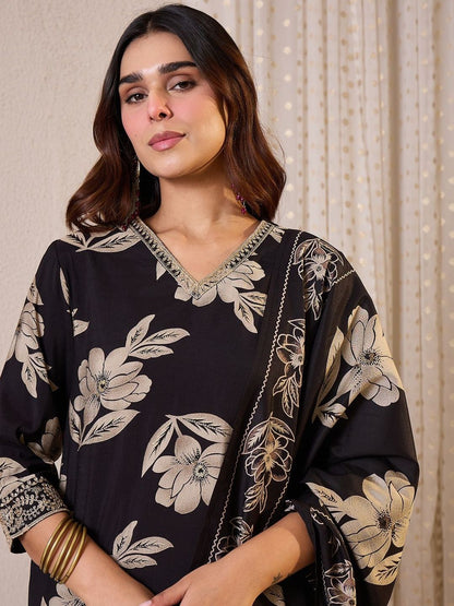 Women Floral Printed Regular Kurta With Trousers & Dupatta