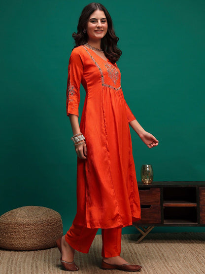 Dhiyona SN Women's Floral Embroidered Kurta with Trousers & Dupatta