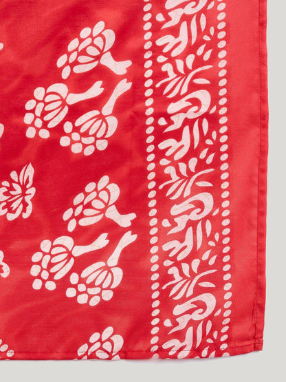 Dhiyona IE Floral Printed Thread Work Straight Kurta with Trousers & Dupatta