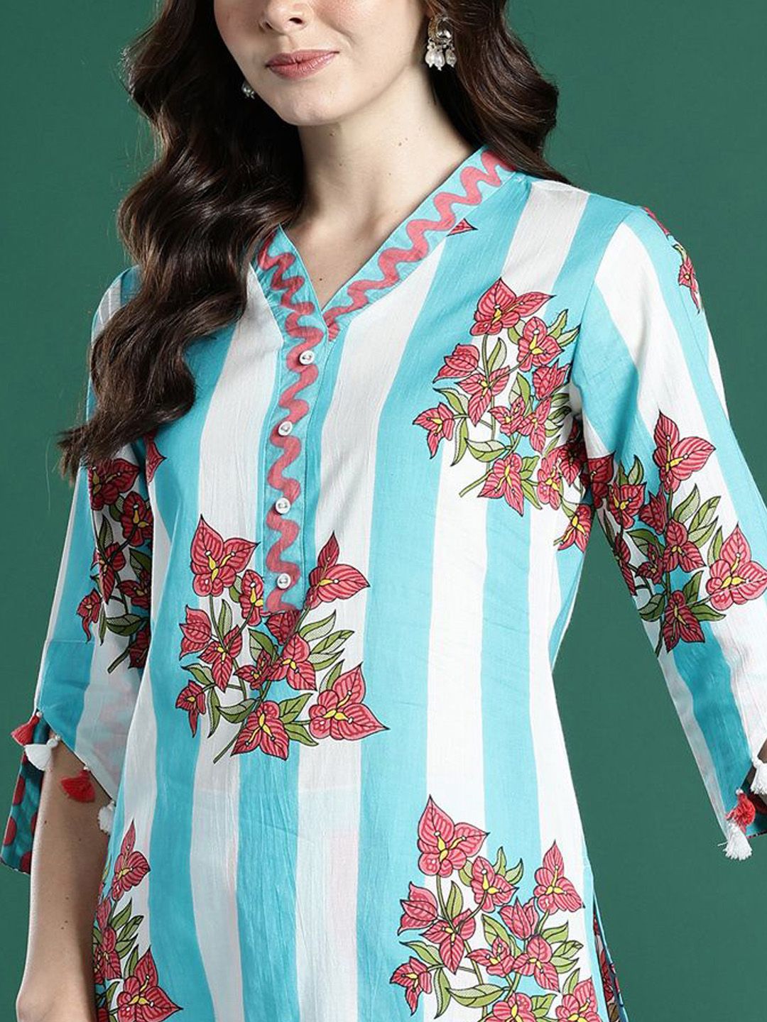 Dhiyona IE Printed Pure Cotton Tunic & Trousers Co-ords