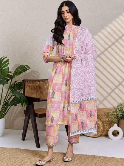 Women Ethnic Motifs Printed Regular Pure Cotton Kurta with Trousers & Dupatta