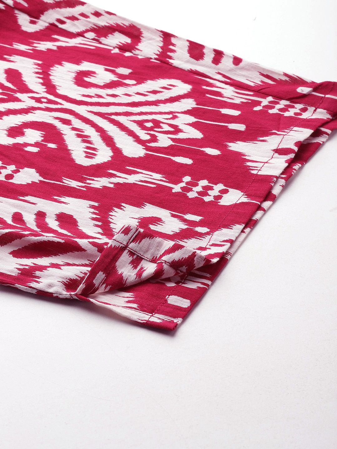 Ethnic Motifs Print Panelled Thread Work Kurta with Trousers