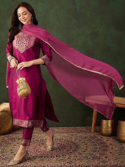 Dhiyona SN Women's Woven Design Kurta & Trouser With Dupatta