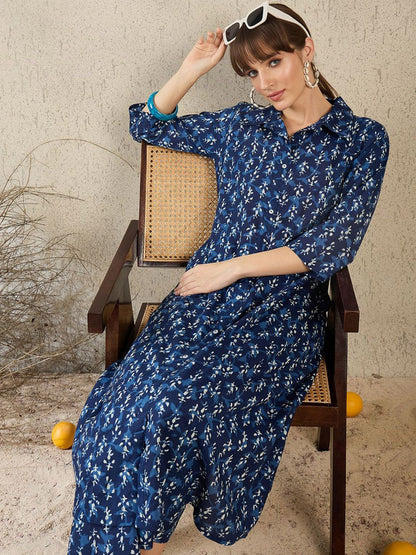 Geometric Printed Shirt Collar A-Line Pure Cotton Kurta With Palazzos