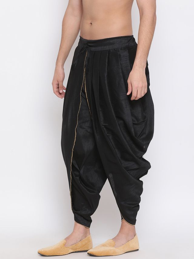 Men's Black Silk Blend Regular Dhoti