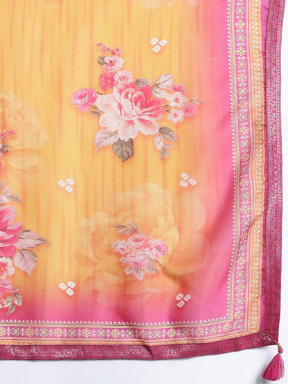 Plus Size Woven Design Kurta with Palazzos & Dupatta