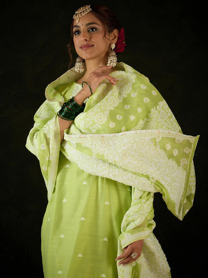 Women Ethnic Motifs Regular Kurta with Trousers & With Dupatta