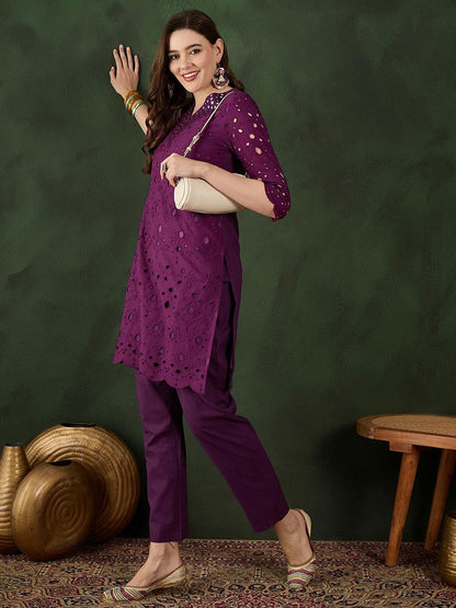 Dhiyona SN Women's Embroidered Pure Cotton Kurta & Trouser
