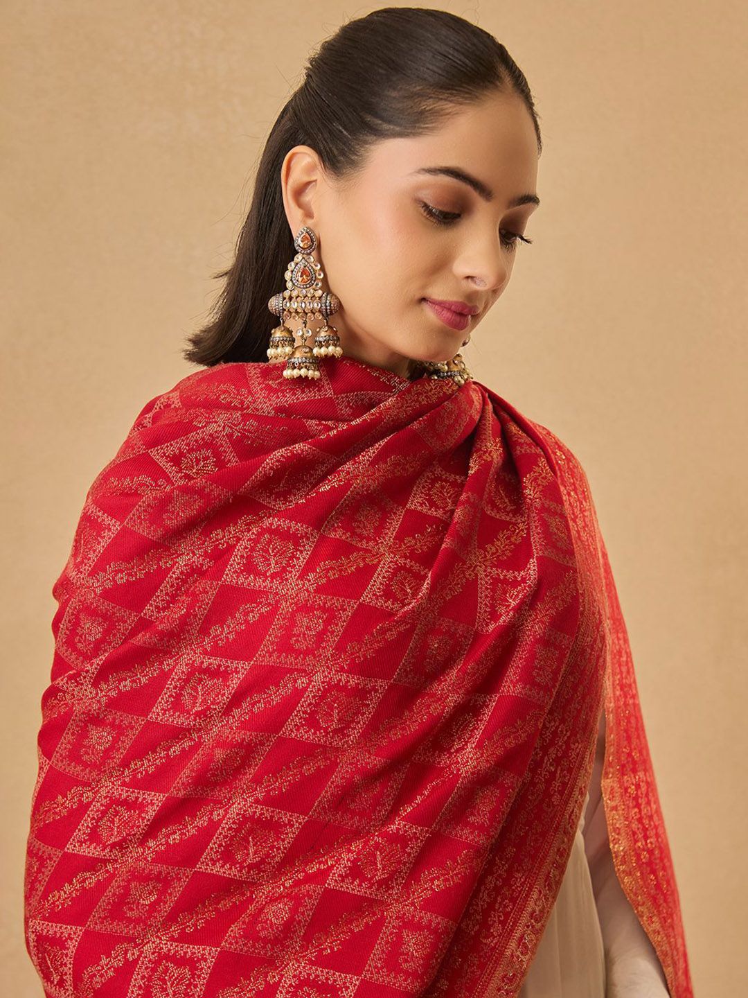 Dhiyona PA Geometric Woven Design Shawl