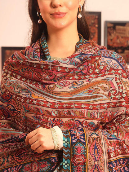 Dhiyona PA Paisley Embroidered Kalamkari Shawl