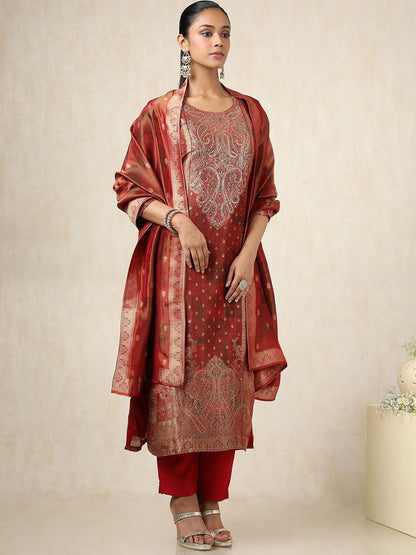 Dhiyona SO Women's Women Ethnic Motifs Printed Regular Kurta with Trousers & With Dupatta