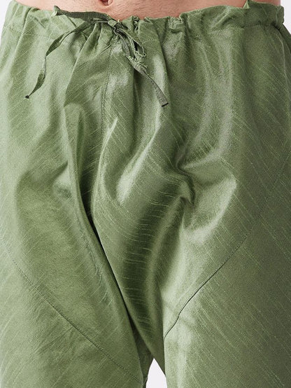 Men's Mint Green Silk Blend Straight Kurta Pyjama Set