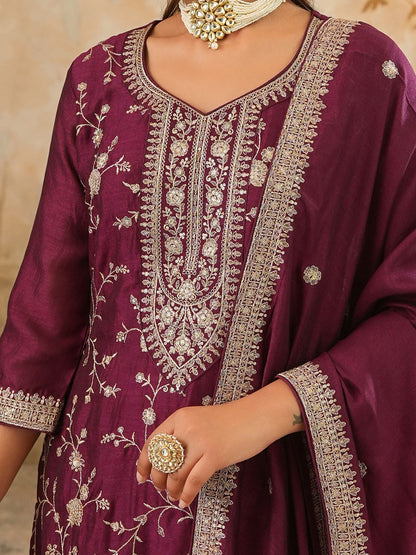Women Ethnic Motifs Embroidered Kurta with Trousers & Dupatta