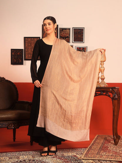 Dhiyona PA Striped Woven Design Woollen Reversible Shawl