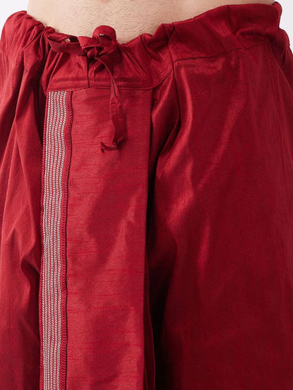 Men's Cream Silk Blend Straight Kurta and Dhoti Set