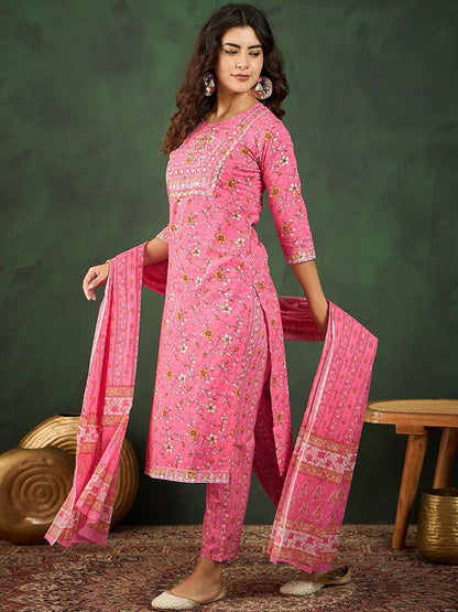 Dhiyona SN Women's Printed Pure Cotton Kurta Set
